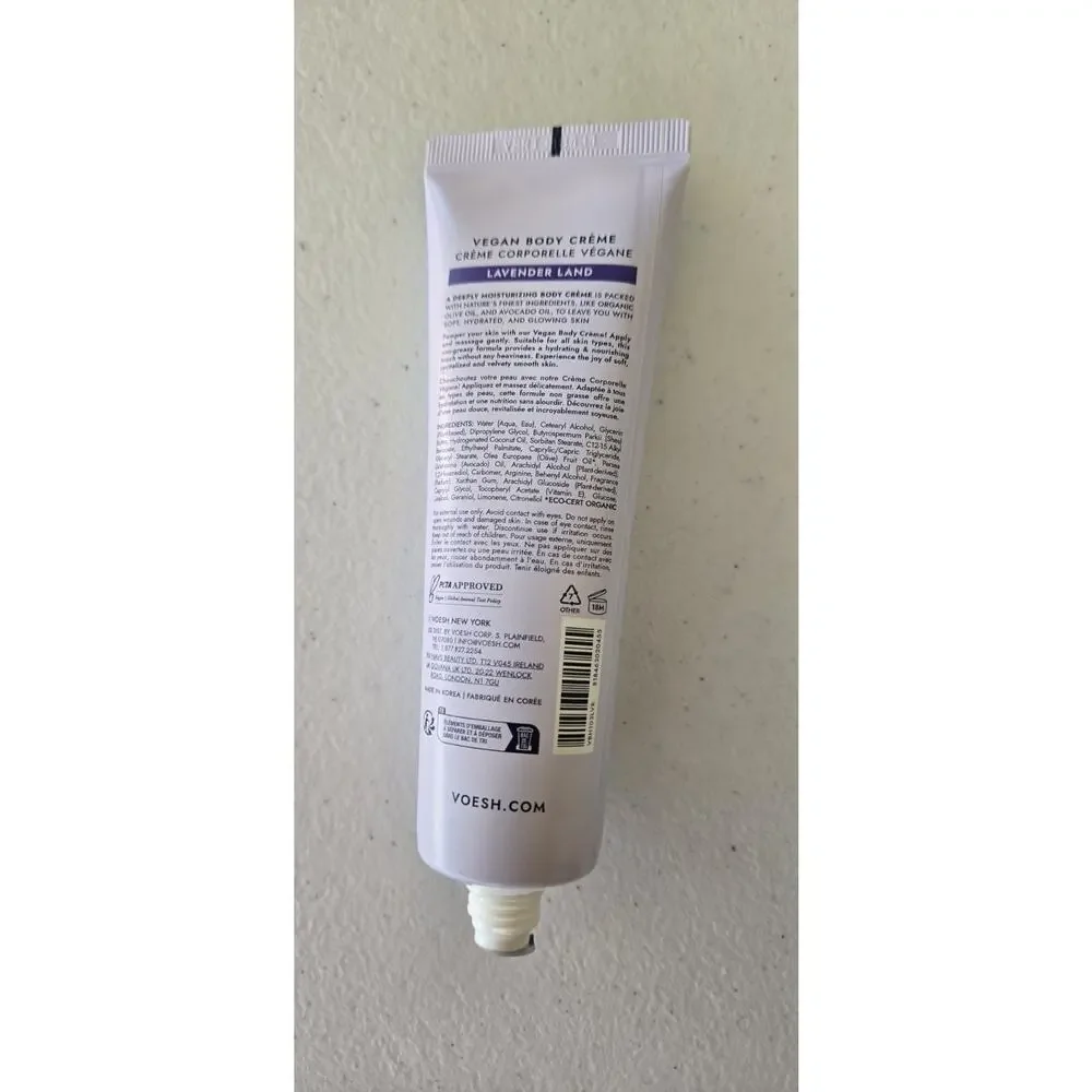 VOESH NEW YORK, VEGAN BODY CREME, LAVENDER LAND, 3 FL OZ, NEW - Picture 2 of 2